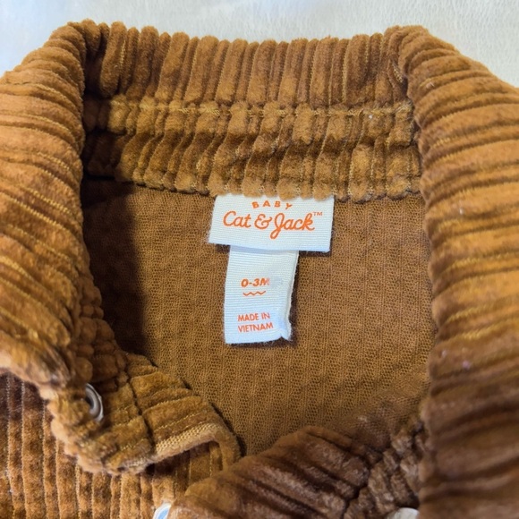 Cat & Jack corduroy, brown jumpsuit outfit, baby boy 0-3 months - Picture 5 of 5